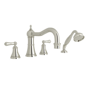 Georgian Era 4-Hole Deck Mount Column Spout Tub Filler with Handshower - Polished Nickel with Metal Lever Handle | Model Number: U.3747LS-PN - Product Knockout