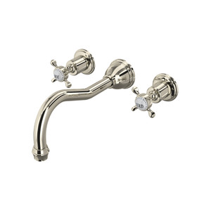 Edwardian 3-Hole Wall Mount Column Spout Tub Filler - Polished Nickel with Cross Handle | Model Number: U.3781X-PN/TO - Product Knockout