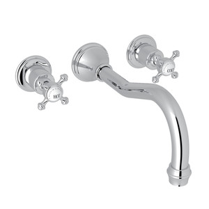 Georgian Era 3-Hole Wall Mount Column Spout Tub Filler - Polished Chrome with Cross Handle | Model Number: U.3784X-APC/TO - Product Knockout