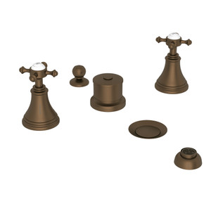 DISCONTINUED-Georgian Era Five-Hole Bidet Faucet with Lever or Cross Handles - English Bronze with Cross Handle | Model Number: U.3971X-EB - Product Knockout