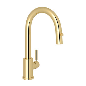 Holborn Pulldown Bar and Food Prep Faucet - Unlacquered Brass with Metal Lever Handle | Model Number: U.4043ULB-2 - Product Knockout