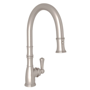 Georgian Era Traditional Pulldown Faucet - Satin Nickel with Metal Lever Handle | Model Number: U.4744STN-2 - Product Knockout