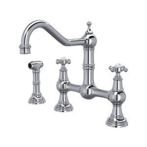 Edwardian™ Bridge Kitchen Faucet With Side Spray - Polished Chrome | Model Number: U.4755X-APC-2