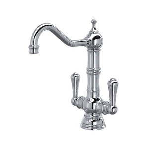 Edwardian Single Hole Bar and Food Prep Faucet with Lever Handles - Polished Chrome with Metal Lever Handle | Model Number: U.4759APC-2 - Product Knockout