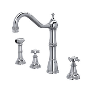 DISCONTINUED Edwardian™ Two Handle Kitchen Faucet With Side Spray - Polished Chrome | Model Number: U.4775X-APC-2