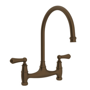 Georgian Era Bridge Kitchen Faucet - English Bronze with Metal Lever Handle | Model Number: U.4791L-EB-2 - Product Knockout