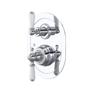 Edwardian Era Oval Thermostatic Trim Plate with Volume Control - Polished Chrome with Metal Lever Handle | Model Number: U.5520L-APC/TO - Product Knockout