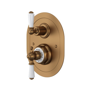 Edwardian Era Oval Thermostatic Trim Plate with Volume Control - English Bronze with Metal Lever Handle | Model Number: U.5520L-EB/TO - Product Knockout