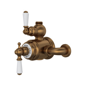 Edwardian Exposed Thermostatic Valve with Volume and Temperature Control - English Bronze with Metal Lever Handle | Model Number: U.5550L-EB - Product Knockout