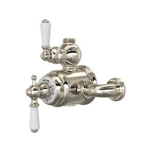 Edwardian Exposed Thermostatic Valve with Volume and Temperature Control - Polished Nickel with Metal Lever Handle | Model Number: U.5550L-PN - Product Knockout