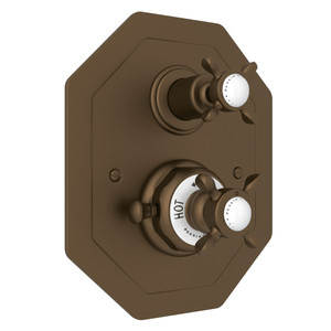 DISCONTINUED Edwardian™ 3/4" Octagonal Thermostatic Trim With Volume Control - English Bronze | Model Number: U.5556X-EB/TO