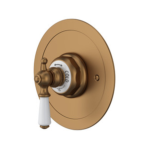 Edwardian Era Round Thermostatic Trim Plate without Volume Control - English Bronze with Metal Lever Handle | Model Number: U.5565L-EB/TO - Product Knockout