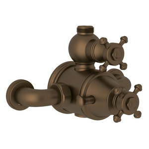 Georgian Era Exposed Thermostatic Valve with Volume and Temperature Control - English Bronze with Cross Handle | Model Number: U.5752X-EB - Product Knockout