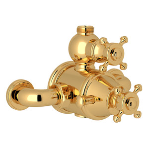 Georgian Era Exposed Thermostatic Valve with Volume and Temperature Control - English Gold with Cross Handle | Model Number: U.5752X-EG - Product Knockout