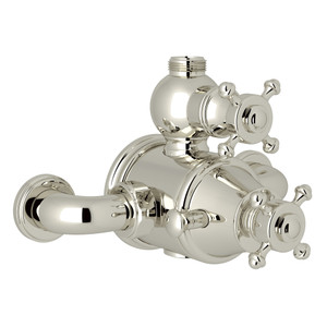 Georgian Era Exposed Thermostatic Valve with Volume and Temperature Control - Polished Nickel with Cross Handle | Model Number: U.5752X-PN - Product Knockout