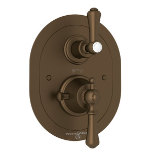 Plaque de garniture thermostatique ovale avec contrôle de débit Georgian Era - Bronze anglais avec poignée à levier en métal  | Numéro de modèle: U.5756LS-EB/TO - Produit épuisé