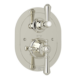 Georgian Era Oval Thermostatic Trim Plate with Volume Control - Polished Nickel with Metal Lever Handle | Model Number: U.5756LS-PN/TO - Product Knockout