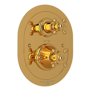 DISCONTINUED Georgian Era™ 3/4" Oval Thermostatic Trim With Volume Control - Unlacquered Brass | Model Number: U.5757X-ULB/TO