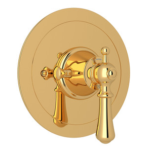 Georgian Era Round Thermostatic Trim Plate without Volume Control - English Gold with Metal Lever Handle | Model Number: U.5785LS-EG/TO - Product Knockout