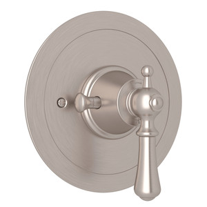 Georgian Era Round Thermostatic Trim Plate without Volume Control - Satin Nickel with Metal Lever Handle | Model Number: U.5785LS-STN/TO - Product Knockout