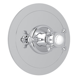 Georgian Era Round Thermostatic Trim Plate without Volume Control - Polished Chrome with Cross Handle | Model Number: U.5786X-APC/TO - Product Knockout