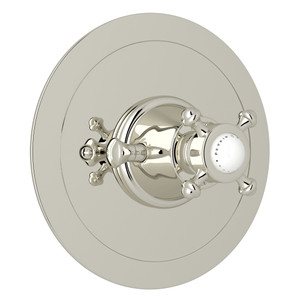 Plaque de garniture thermostatique rond sans contrôle de débit Georgian Era - Nickel poli avec poignée en croix  | Numéro de modèle: U.5786X-PN/TO - Produit épuisé