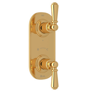 Edwardian 1/2 Inch Thermostatic and Diverter Control Trim - English Gold with Metal Lever Handle | Model Number: U.8565L-EG/TO - Product Knockout