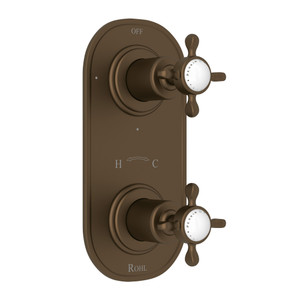 Edwardian 1/2 Inch Thermostatic and Diverter Control Trim - English Bronze with Cross Handle | Model Number: U.8566X-EB/TO - Product Knockout