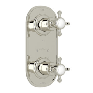 Edwardian 1/2 Inch Thermostatic and Diverter Control Trim - Polished Nickel with Cross Handle | Model Number: U.8566X-PN/TO - Product Knockout