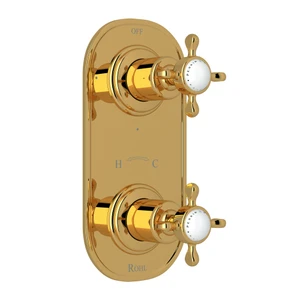 Edwardian™ 1/2" Thermostatic Trim With Diverter - Unlacquered Brass | Model Number: U.8566X-ULB/TO