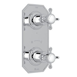 Edwardian 1/2 Inch Thermostatic and Diverter Control Trim - Polished Chrome with Cross Handle | Model Number: U.8586X-APC/TO - Product Knockout