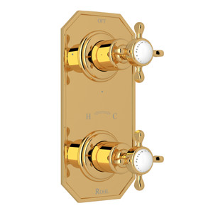 Edwardian 1/2 Inch Thermostatic and Diverter Control Trim - English Gold with Cross Handle | Model Number: U.8586X-EG/TO - Product Knockout