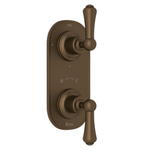 Georgian Era 1/2 Inch Thermostatic and Diverter Control Trim - English Bronze with Metal Lever Handle | Model Number: U.8785LS-EB/TO - Product Knockout