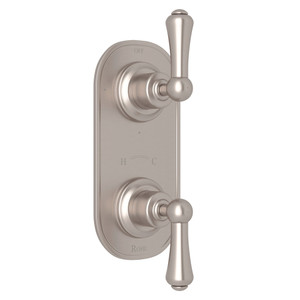 Georgian Era 1/2 Inch Thermostatic and Diverter Control Trim - Satin Nickel with Metal Lever Handle | Model Number: U.8785LS-STN/TO - Product Knockout