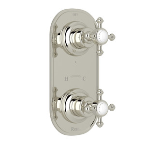 Georgian Era 1/2 Inch Thermostatic and Diverter Control Trim - Polished Nickel with Cross Handle | Model Number: U.8786X-PN/TO - Product Knockout