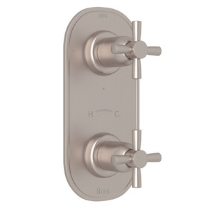 Holborn 1/2 Inch Thermostatic and Diverter Control Trim - Satin Nickel with Cross Handle | Model Number: U.8886X-STN/TO - Product Knockout