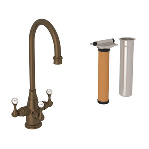 Georgian Era Filtration 3-Lever Bar and Food Prep Faucet - English Bronze with Metal Lever Handle | Model Number: U.KIT1220LS-EB-2 - Product Knockout