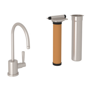 Holborn C-Spout Filter Faucet - Satin Nickel with Metal Lever Handle | Model Number: U.KIT1601L-STN-2 - Product Knockout