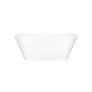 Vetralla 58-3/4 Inch X 29-2/8 Inch Freestanding Soaking Bathtub in Volcanic Limestone&trade; with Overflow Hole - Matte White | Model Number: VETM-N-SM-OF - Product Knockout