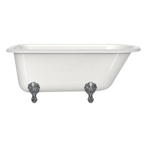 Wessex 60 Inch X 30 Inch Freestanding Soaking Bathtub in Volcanic Limestone&trade; with Overflow Hole - Gloss White | Model Number: WES-N-SW-OF+FT-HAM-PC - Product Knockout