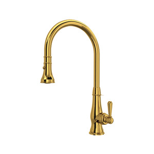Patrizia Pulldown Faucet with Metal Lever Handle - Unlacquered Brass | Model Number: A3420LMULB-2 - Product Knockout