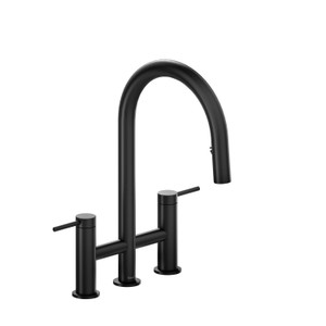 DISCONTINUED-Azure Bridge Pull-Down Kitchen Faucet - Black | Model Number: AZ400BK-15 - Product Knockout