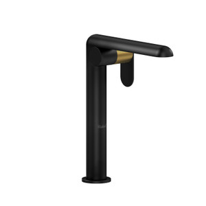 Ciclo Single Hole Bathroom Faucet - Black and Brushed Gold with Knurled Lever Handles | Model Number: CIL01KNBKBG-05 - Product Knockout