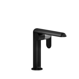 Ciclo Single Hole Bathroom Faucet - Black and Brushed Chrome with Lined Lever Handles | Model Number: CIS00LNBKBC - Product Knockout