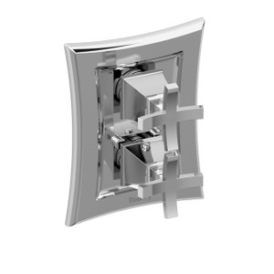 DISCONTINUÉ -Valve complète type T/P (thermostatique/pression équilibrée) 3/4" avec valve d'arrêt Eiffel - Chrome avec poignées en croix | Numéro de modèle: EF42+C - Produit épuisé