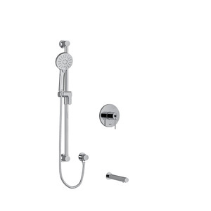 CS 1/2 Inch 2-Way Type T/P (Thermostatic/Pressure Balance) Coaxial System With Spout And Hand Shower Rail - Chrome | Model Number: KIT1244CSTMC-SPEX - Product Knockout