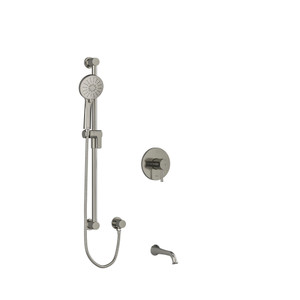 DISCONTINUED-Edge 1/2 Inch 2-Way Type T/P (Thermostatic/Pressure Balance) Coaxial System With Spout And Hand Shower Rail - Brushed Nickel | Model Number: KIT1244EDTMBN-EX - Product Knockout