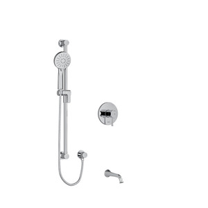 Edge 1/2 Inch 2-Way Type T/P (Thermostatic/Pressure Balance) Coaxial System With Spout And Hand Shower Rail - Chrome | Model Number: KIT1244EDTMC-SPEX - Product Knockout