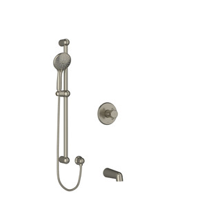 DISCONTINUED Georgian 1/2 Inch 2-Way Type T/P (Thermostatic/Pressure Balance) Coaxial System With Spout And Hand Shower Rail - Brushed Nickel | Model Number: KIT1244GN+BN-EX