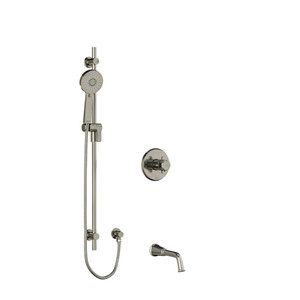 Momenti 1/2 Inch 2-Way Type T/P (Thermostatic/Pressure Balance) Coaxial System With Spout And Hand Shower Rail - Brushed Nickel with Cross Handles | Model Number: KIT1244MMRD+BN-EX - Product Knockout
